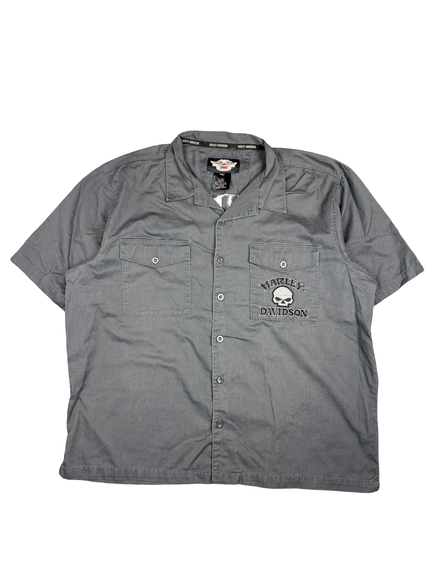 Harley-Davidson Skull Logo Button-Up Shirt (2XL)