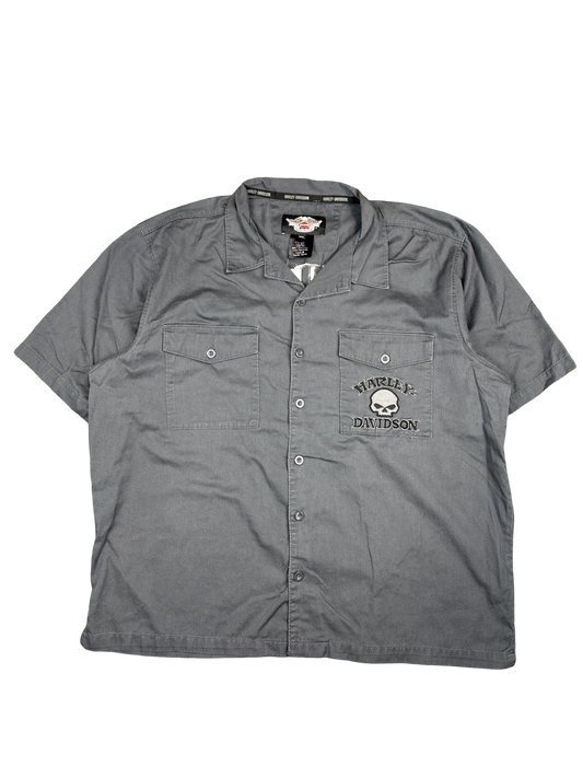 Harley-Davidson Skull Logo Button-Up Shirt (2XL)