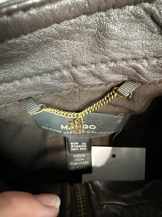 Mango Genuine Leather Moto Jacket (XS)