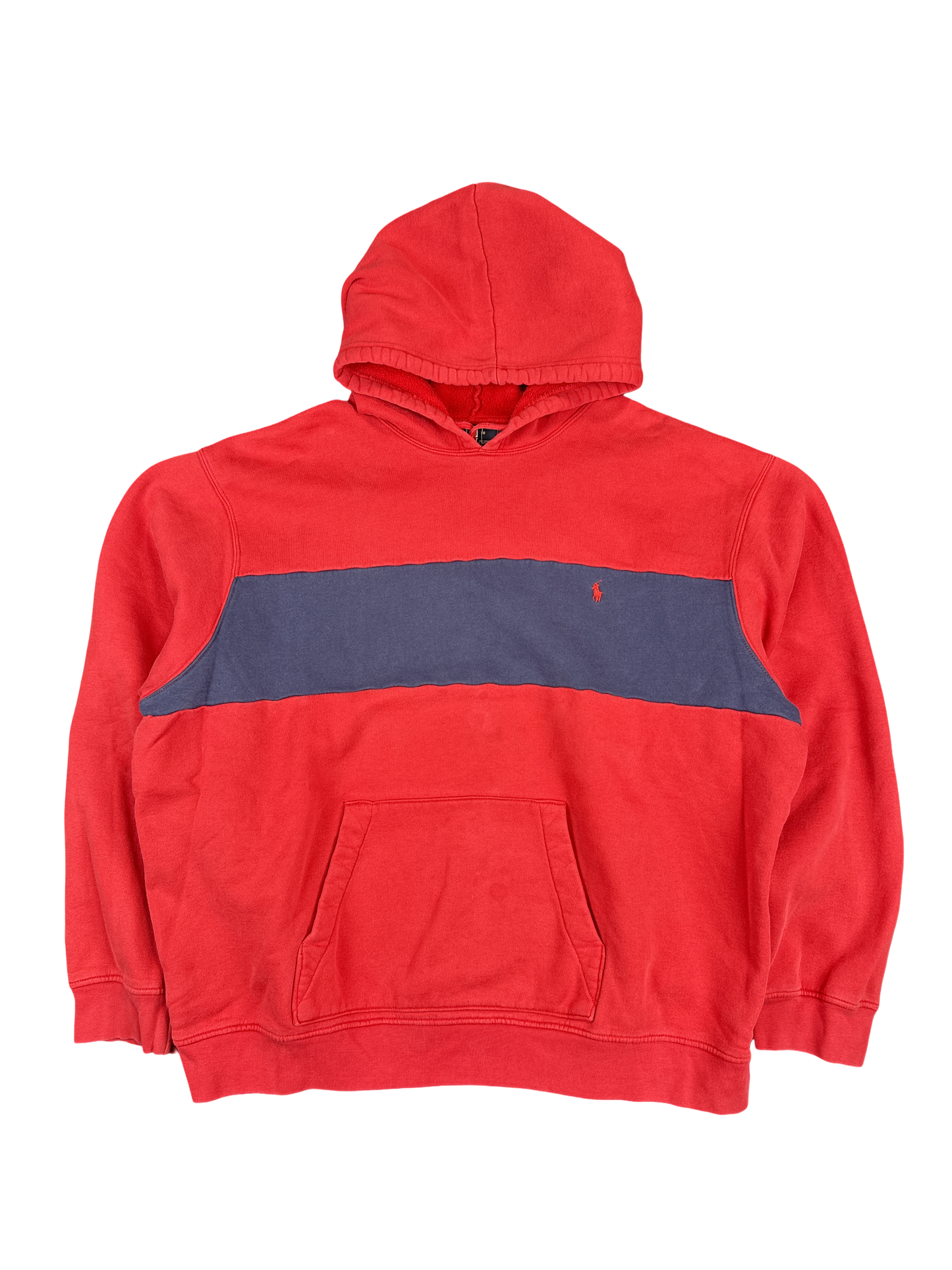 Polo Ralph Lauren Red and Navy Colorblock Hoodie (XXL)