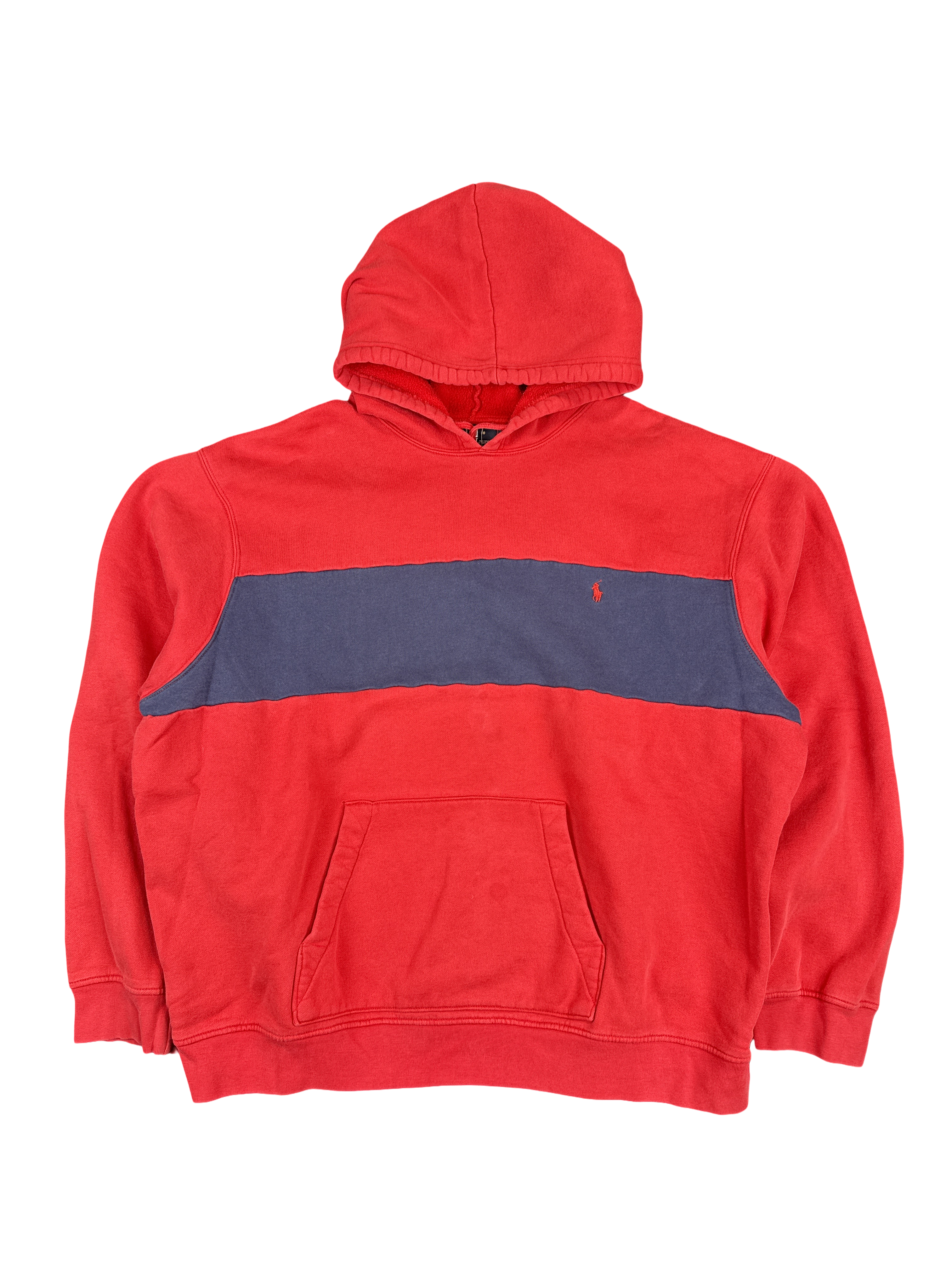 Polo Ralph Lauren Red and Navy Colorblock Hoodie (XXL)
