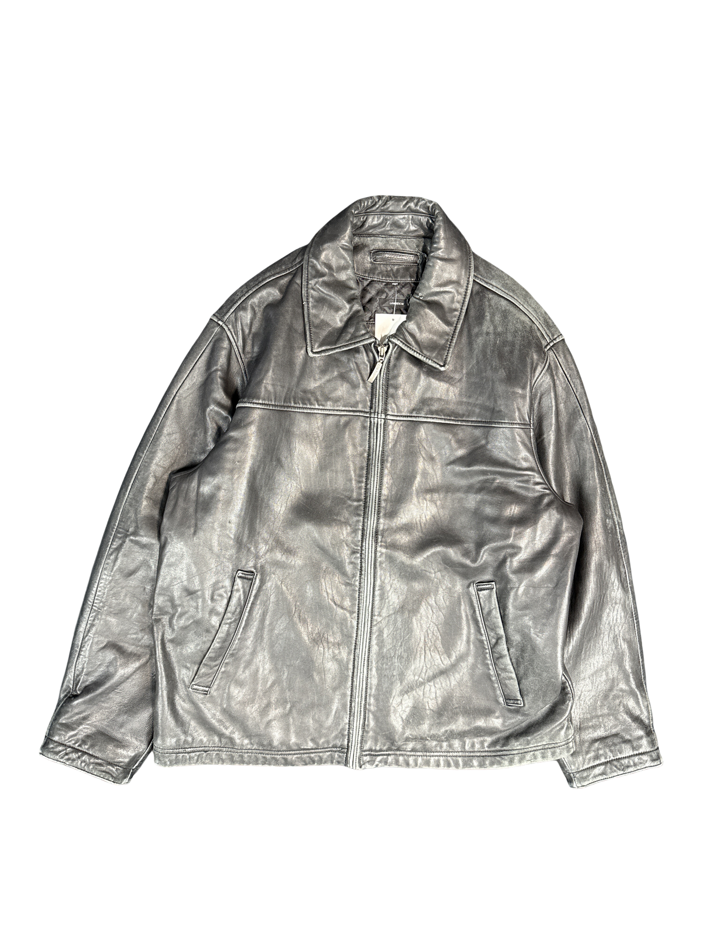 Claiborne Black Leather Outerwear Jacket (XL)