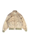 Retro Brown Leather Bomber Jacket (L)