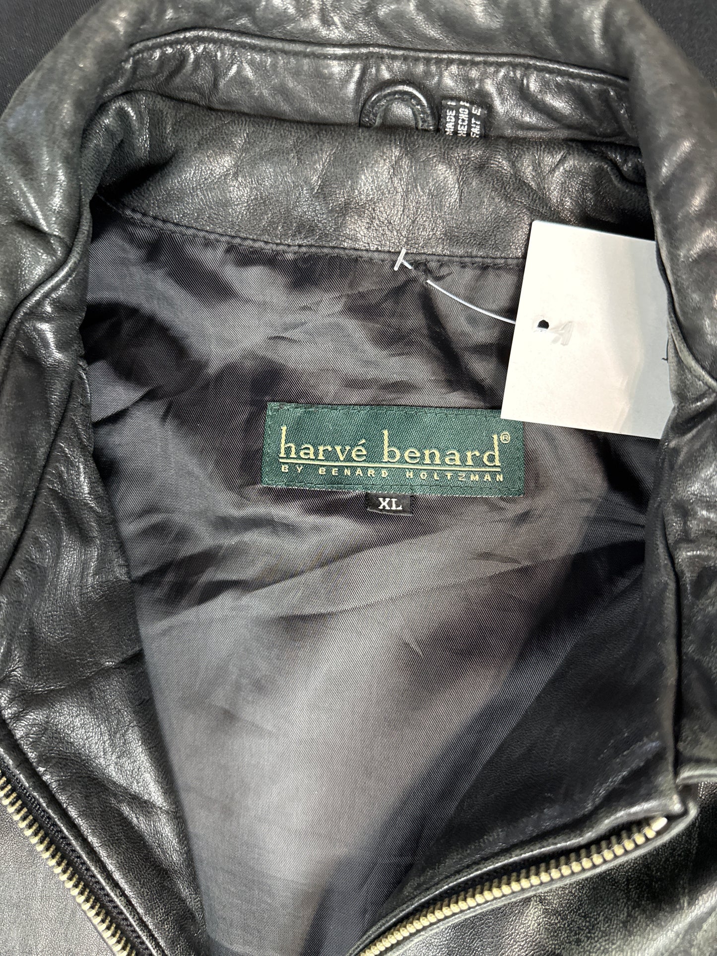 Harvé Benard Black Leather Jacket (XL)
