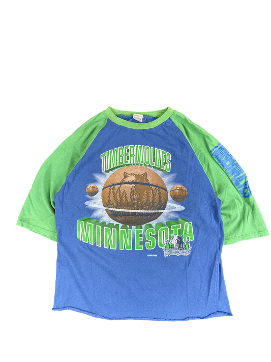 1990s Minnesota Timberwolves Graphic Raglan Tee (M)