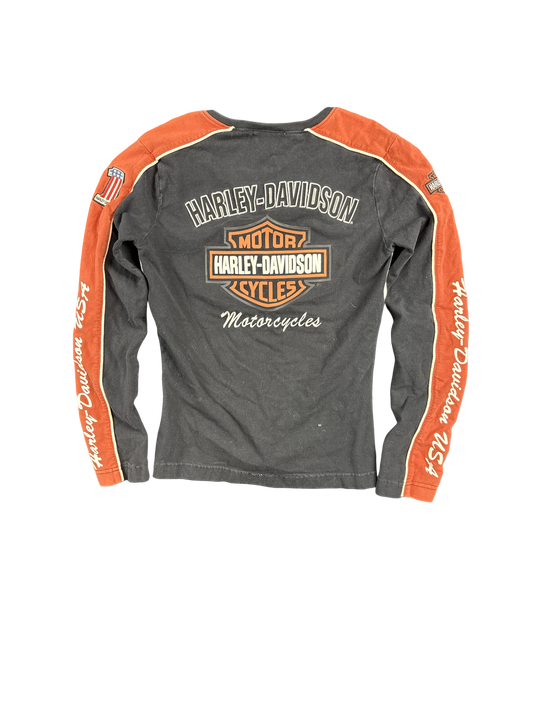 Harley-Davidson USA Black and Orange Long Sleeve Tee (XS)