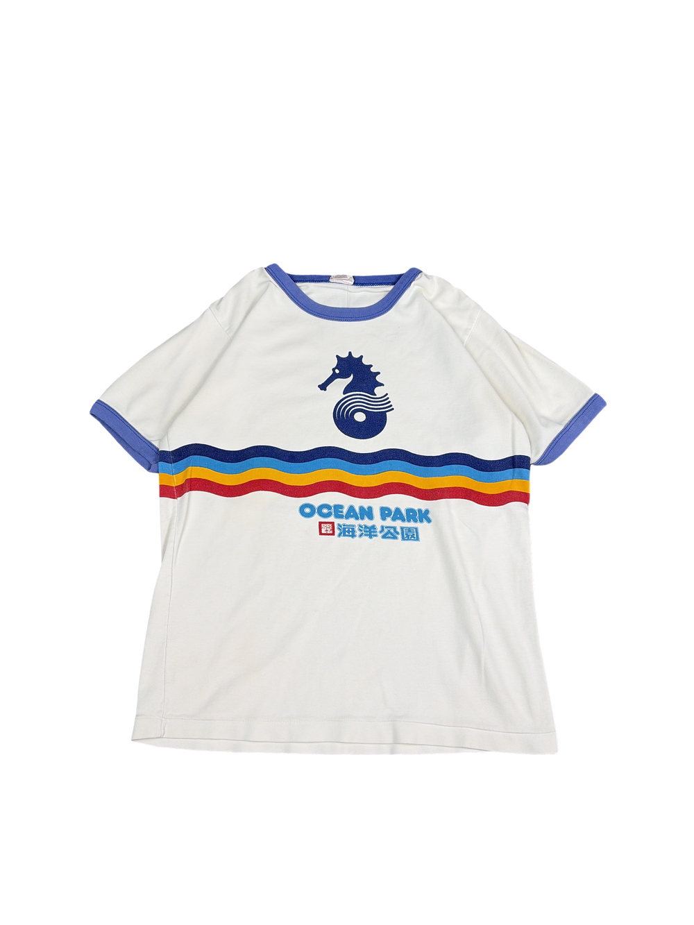 Retro Ocean Park Seahorse Ringer T-Shirt (S)