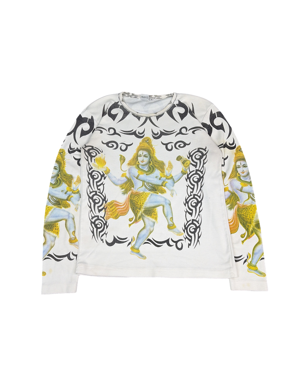 Y2K Hindu Shiva Graphic Long Sleeve Tee (M)