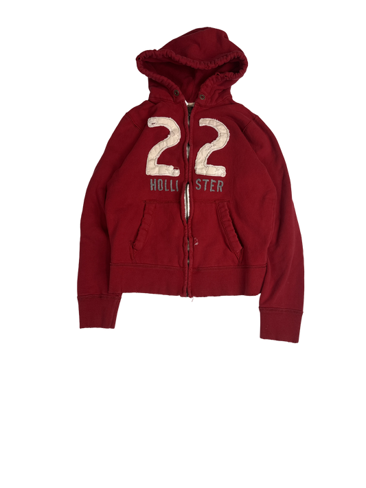 Y2K Hollister 22 Red Zip Hoodie (L)
