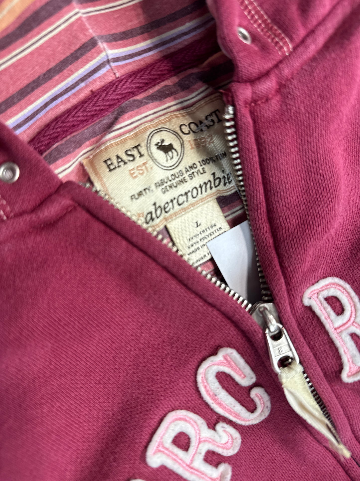 Y2K Abercrombie East Coast Zip Hoodie (L)