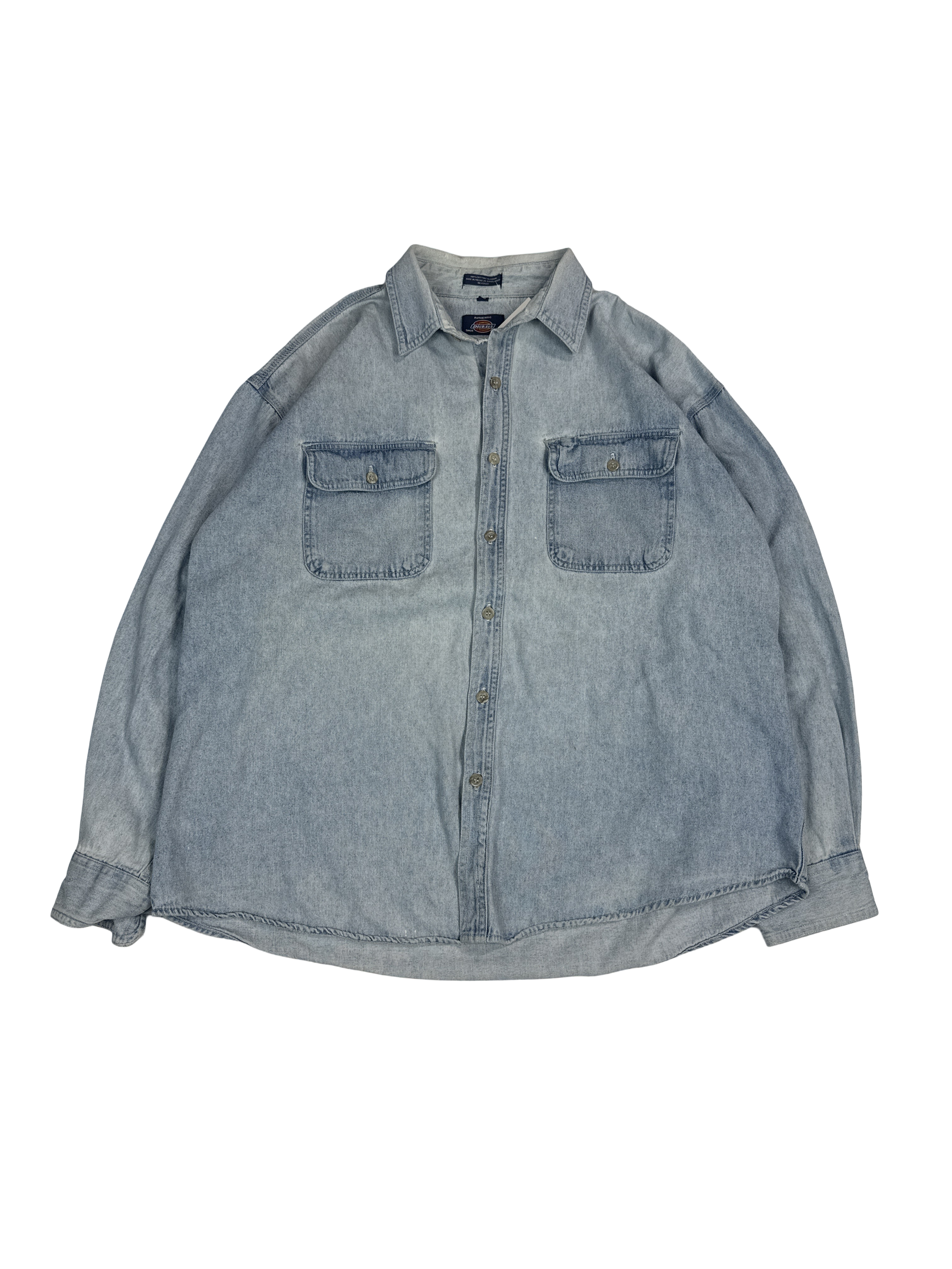 1990s Dickies Light Wash Denim Button-Up Shirt