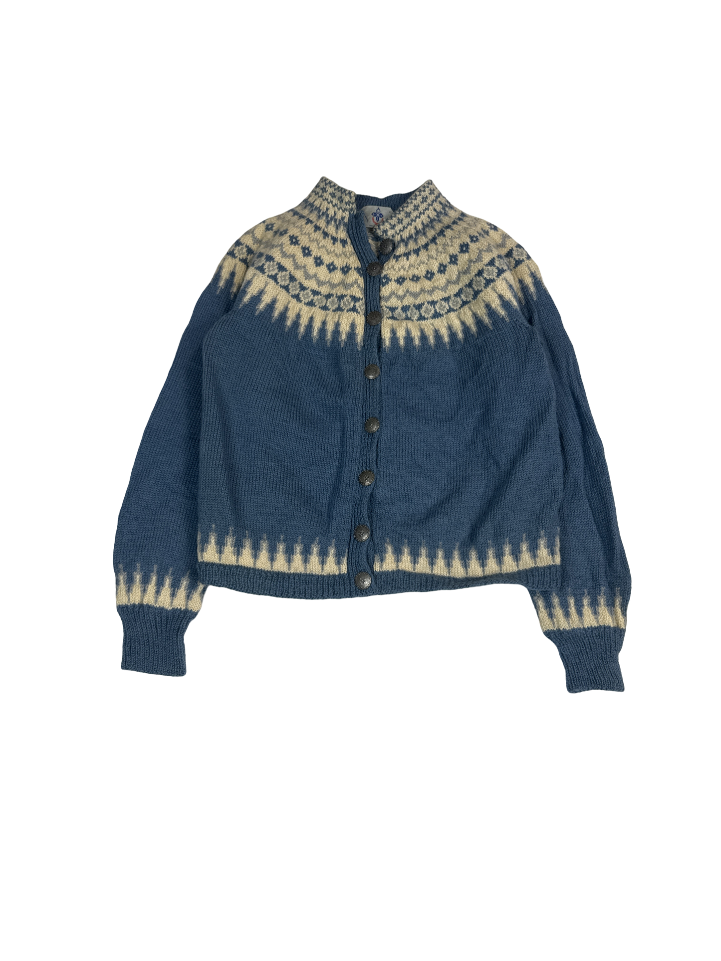Nordic Handknit Wool Cardigan Sweater (S)
