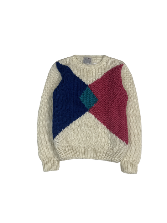 1980s Towne House Hand Knit Colorblock Sweater (M)