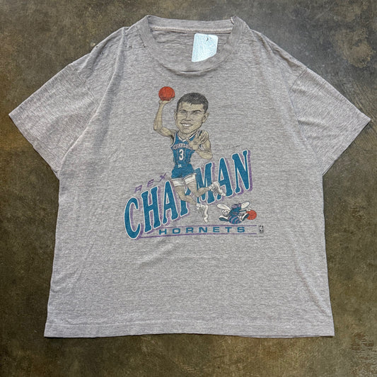 Vintage Rex Chapman Hornets Caricature Tee Heather Gray