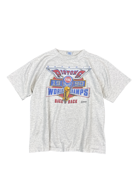 1990s Detroit Pistons Back-to-Back NBA Champs Graphic Tee (XL)