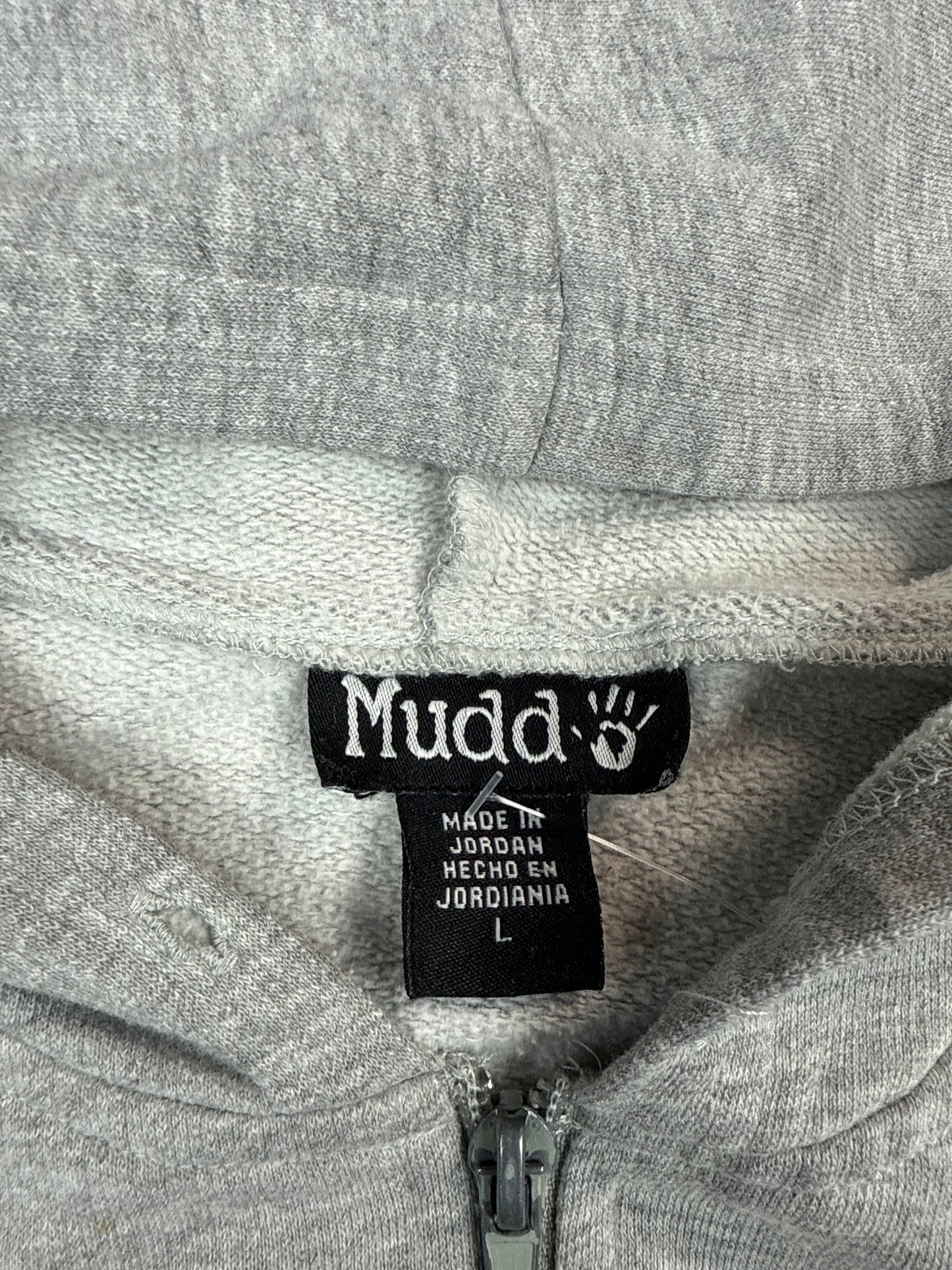 Y2K Mudd Gray Zip-Up Hoodie (L)