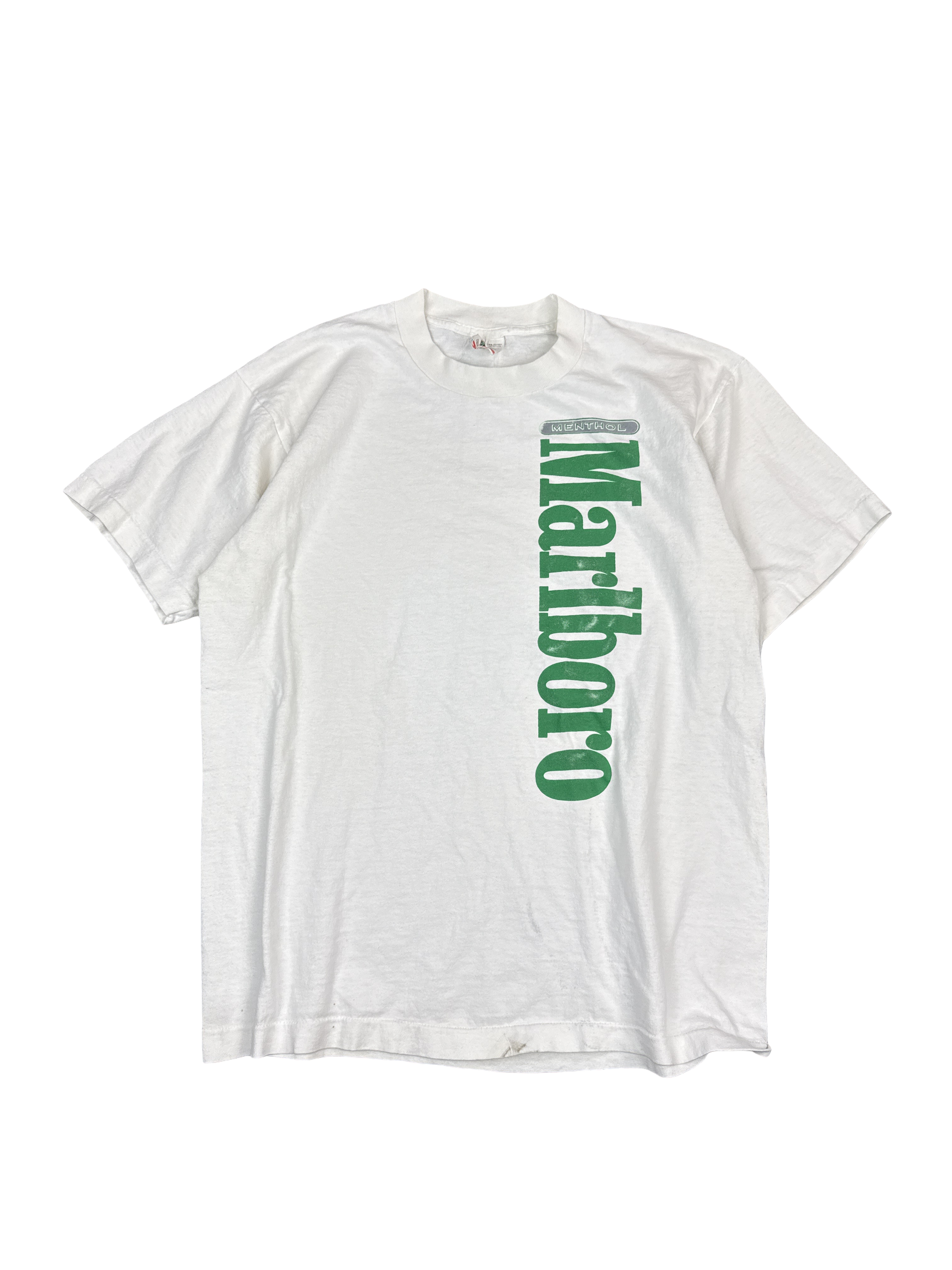1990s Marlboro Green Vertical Logo Graphic Tee (L)