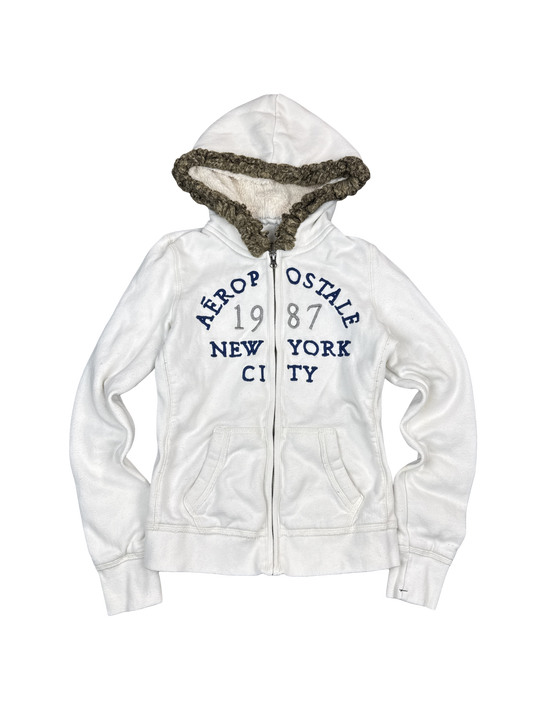 Aeropostale 1987 New York City Sherpa-Lined Zip Hoodie (M)
