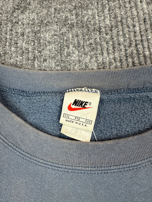 1990s Nike Made in USA Blue Crewneck Sweatshirt (XXL)