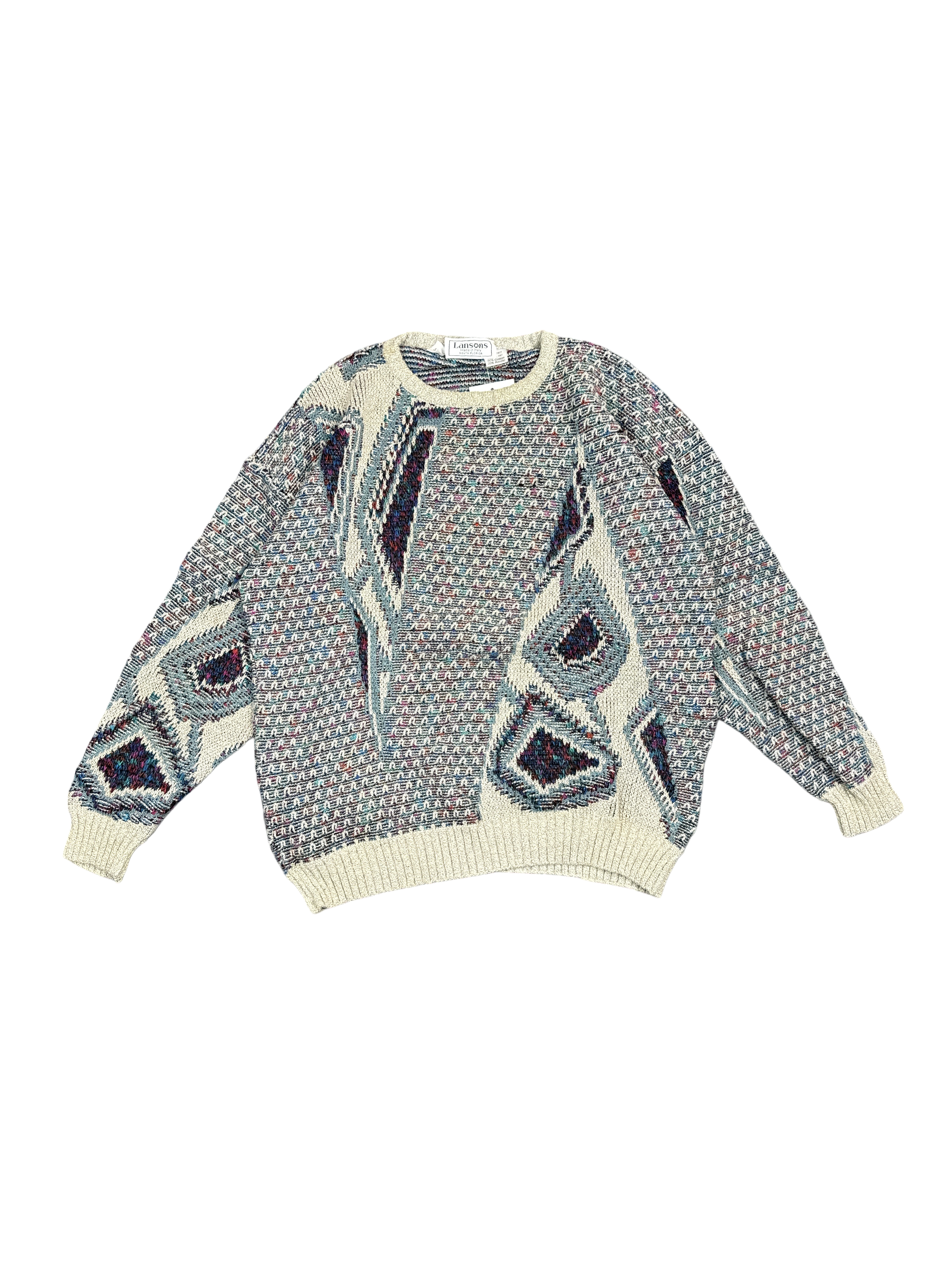 1990s Lansons Made in Italy Abstract Knit Sweater (L)