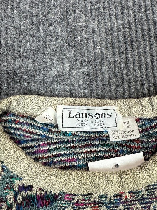 1990s Lansons Made in Italy Abstract Knit Sweater (L)