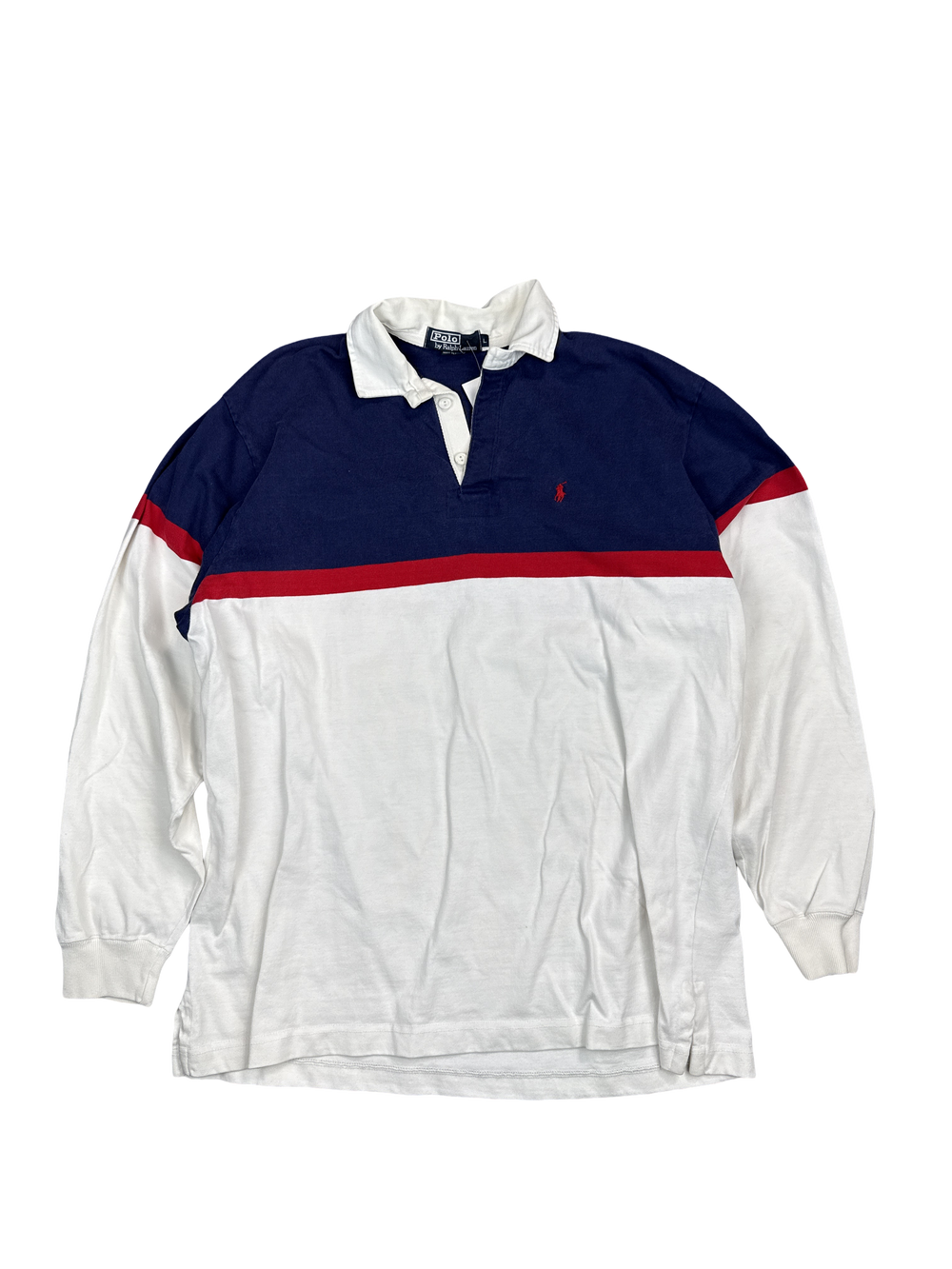 Polo Ralph Lauren Navy Red Colorblock Rugby Shirt (L)