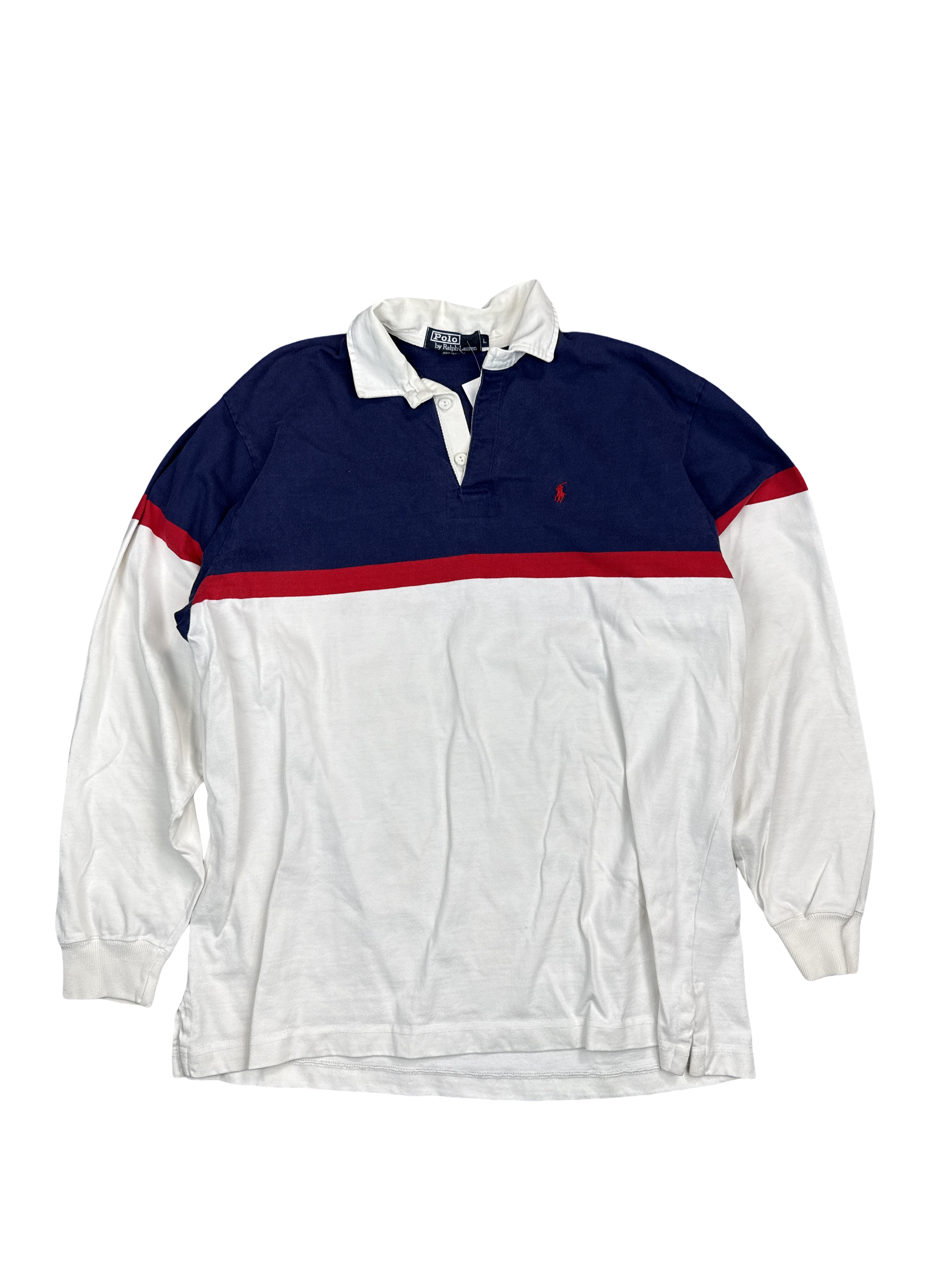 Polo Ralph Lauren Navy Red Colorblock Rugby Shirt (L)