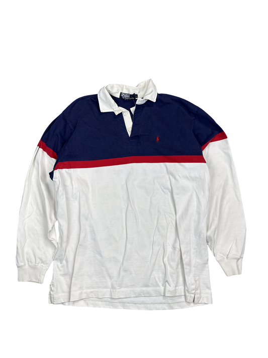 Polo Ralph Lauren Navy Red Colorblock Rugby Shirt (L)