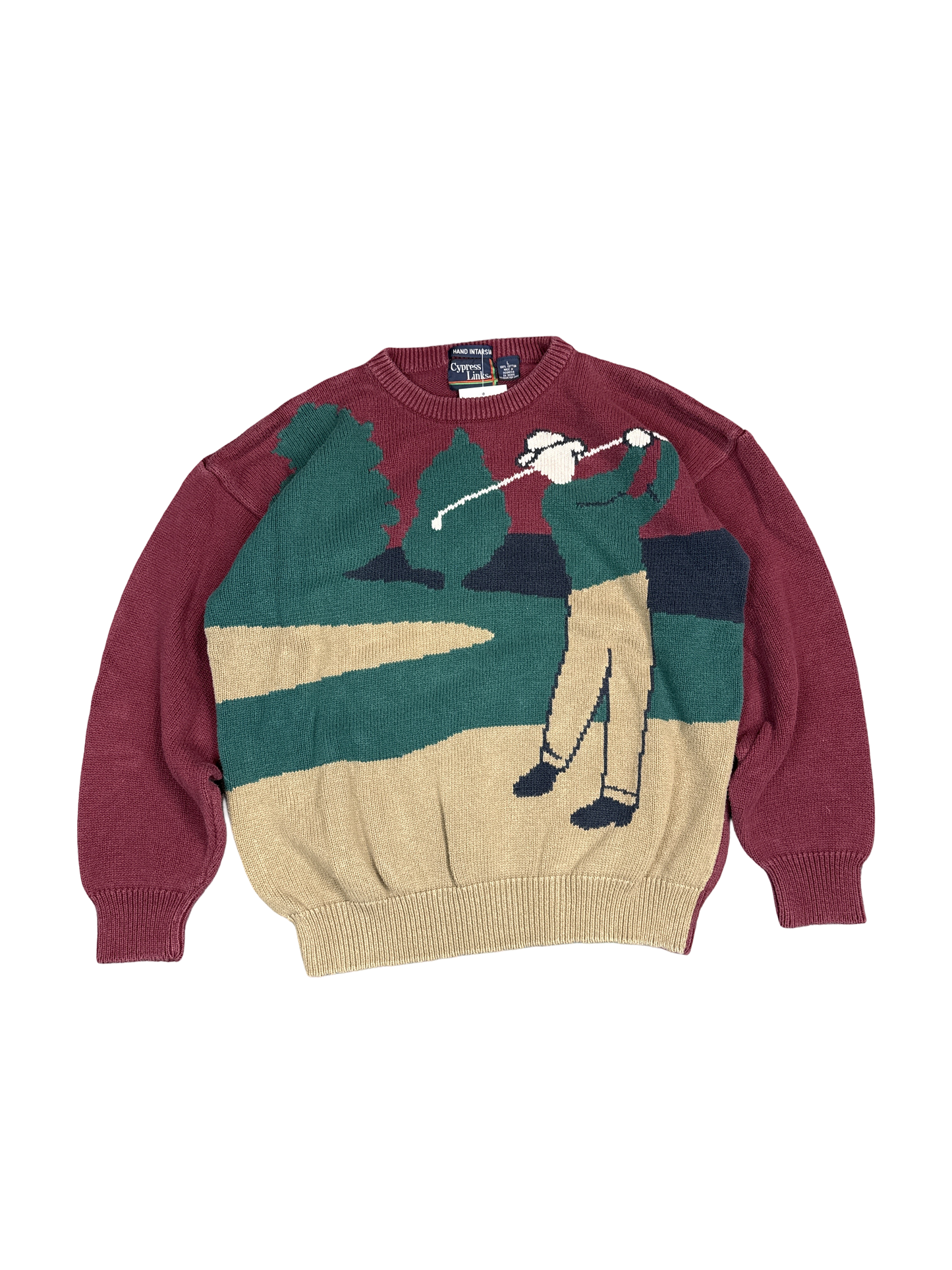 1990s Cypress Links Golf Intarsia Sweater (L)