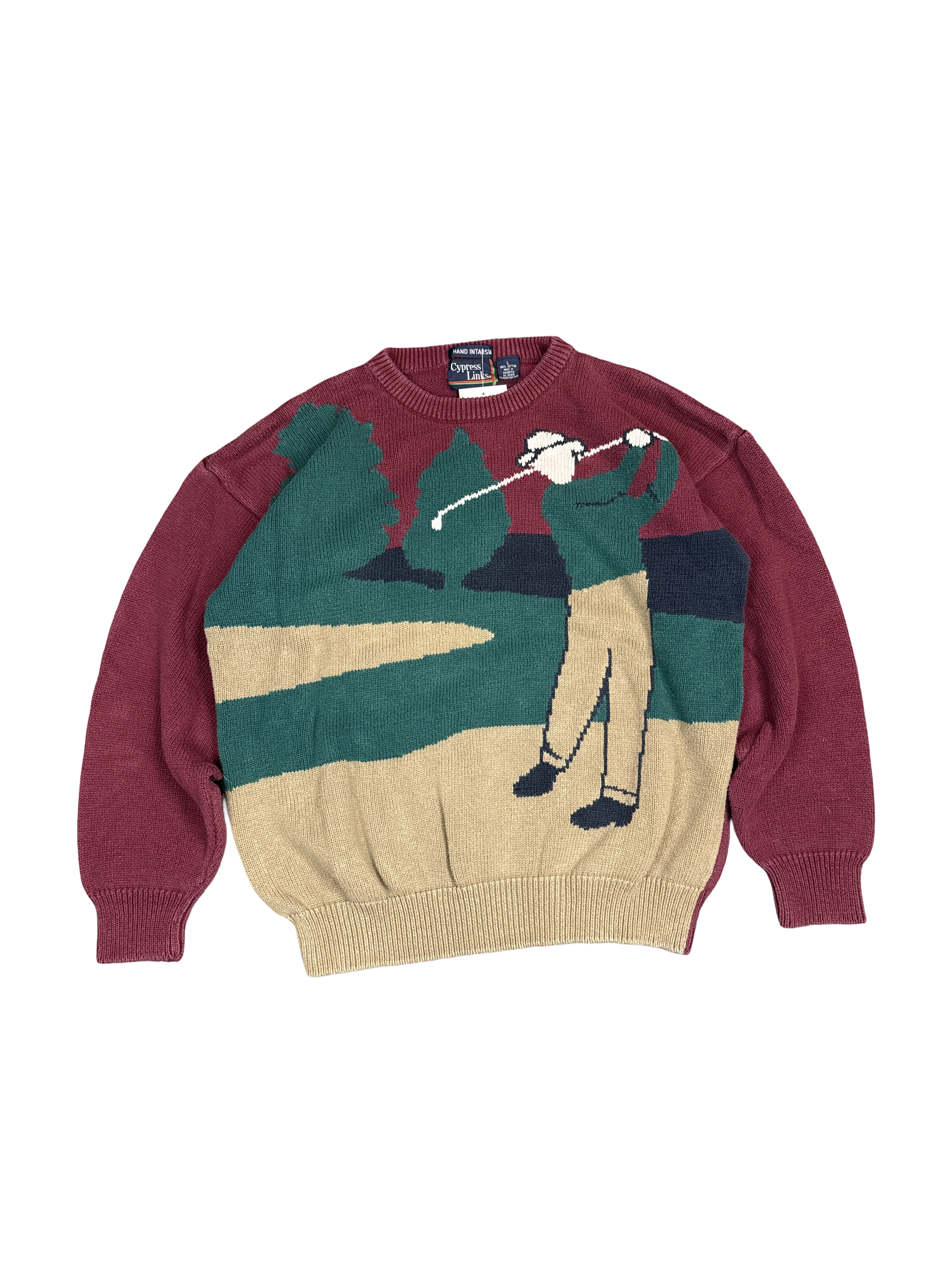 1990s Cypress Links Golf Intarsia Sweater (L)