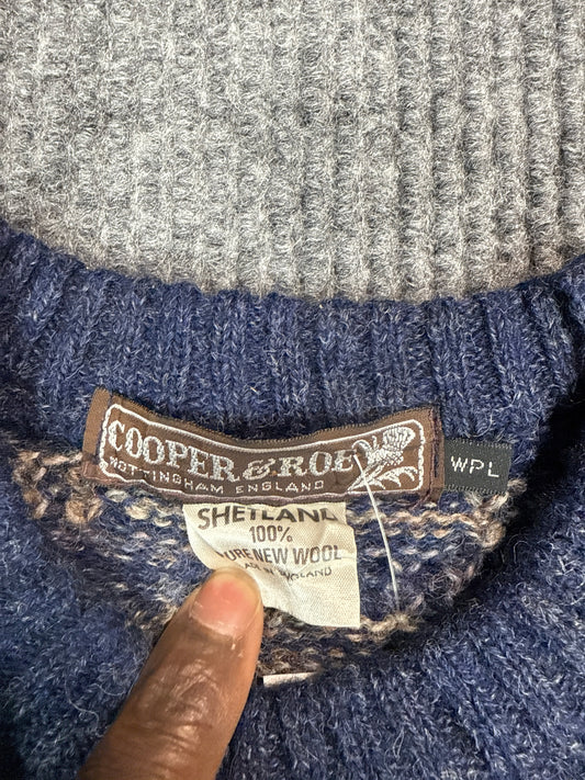 1990s Cooper & Roe Shetland Wool Knit Sweater (L)
