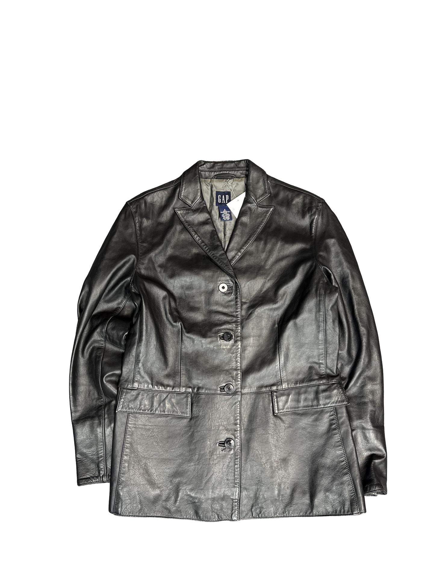 Y2K GAP Genuine Leather Button-Up Jacket (S)