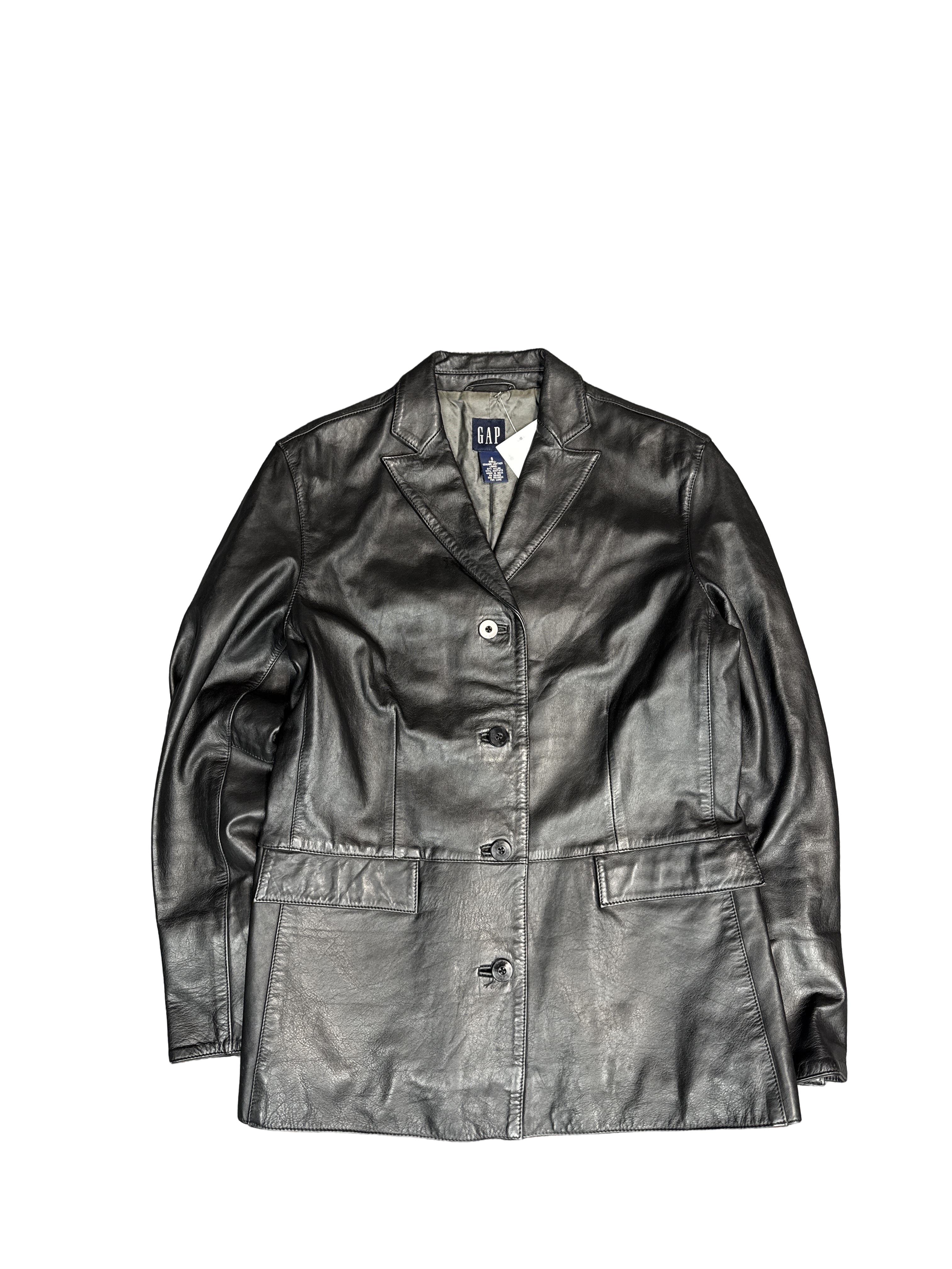 Y2K GAP Genuine Leather Button-Up Jacket (S)
