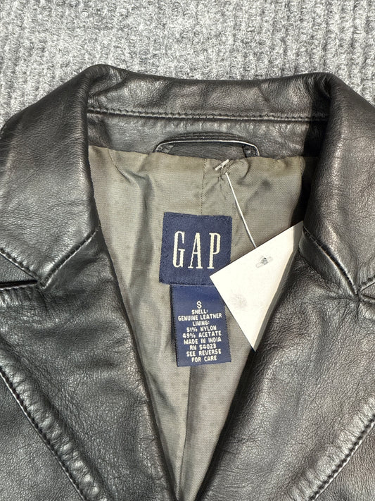 Y2K GAP Genuine Leather Button-Up Jacket (S)