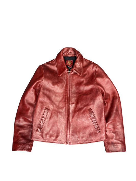 GAP Blue Jeans Red Leather Jacket (S)