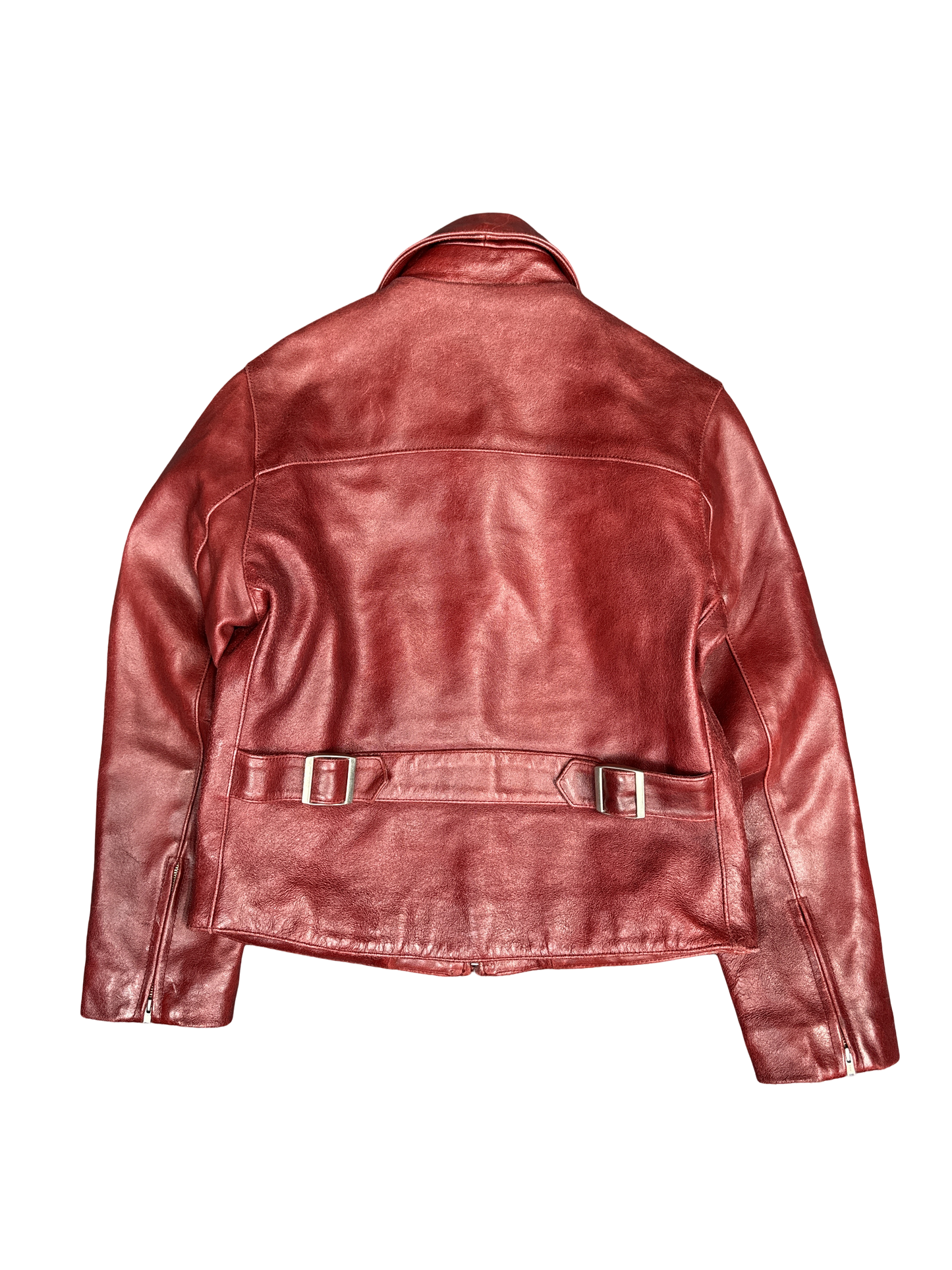 GAP Blue Jeans Red Leather Jacket (S)