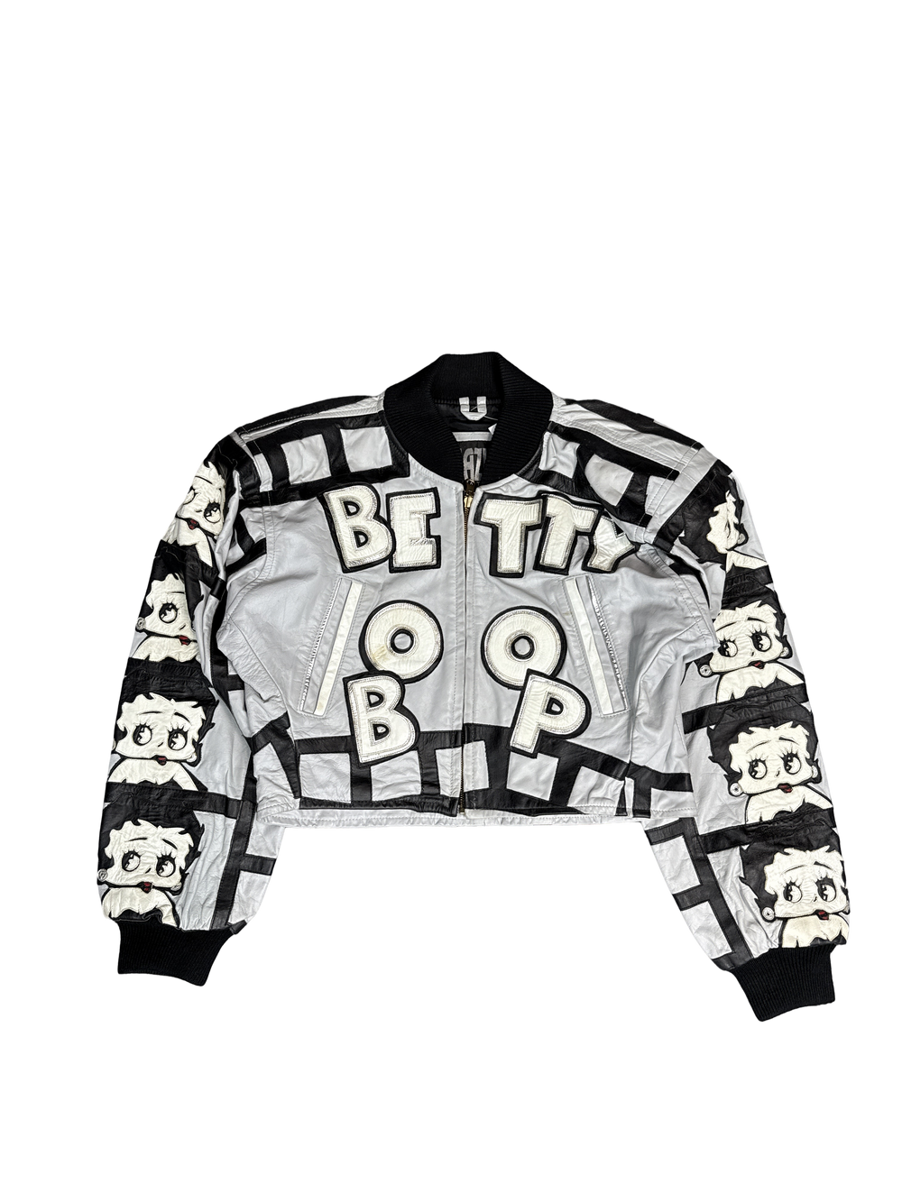 1990s Maziani Leather Betty Boop Bomber Jacket (L)