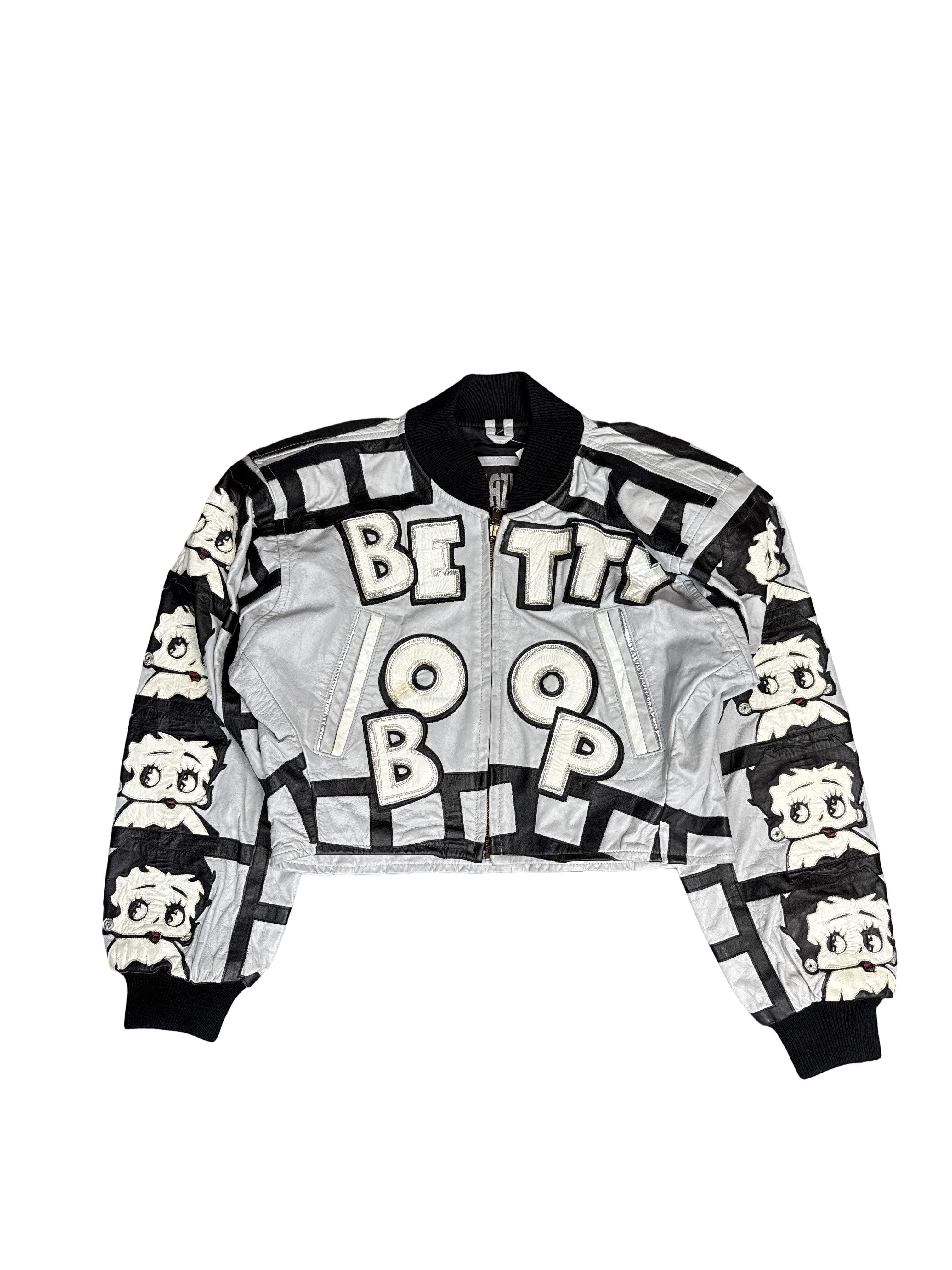 1990s Maziani Leather Betty Boop Bomber Jacket (L)