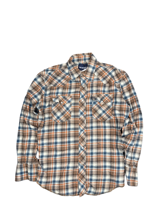 Wrangler Plaid Flannel Button-Up Shirt (M)