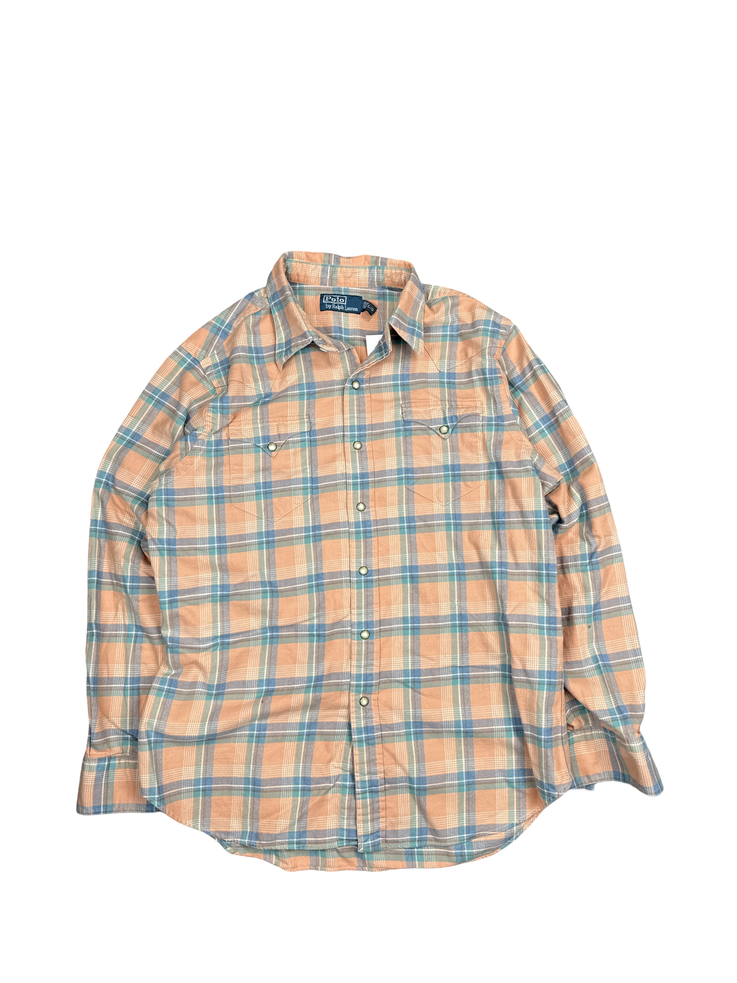Polo Ralph Lauren Peach Plaid Button-Up Shirt (L)