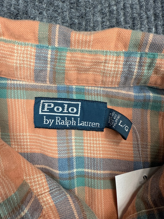 Polo Ralph Lauren Peach Plaid Button-Up Shirt (L)
