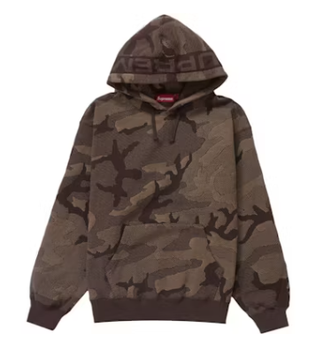 Supreme Jacquard Stripe Hooded Sweatshirt Brown Camo