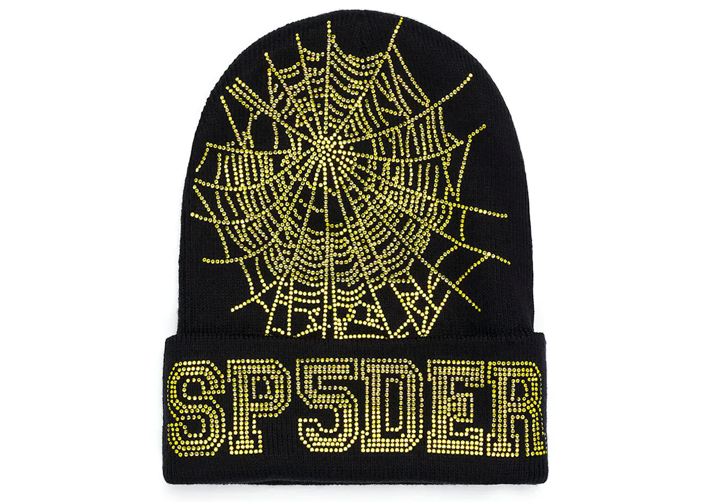 Sp5der Black Yellow Web Beanie