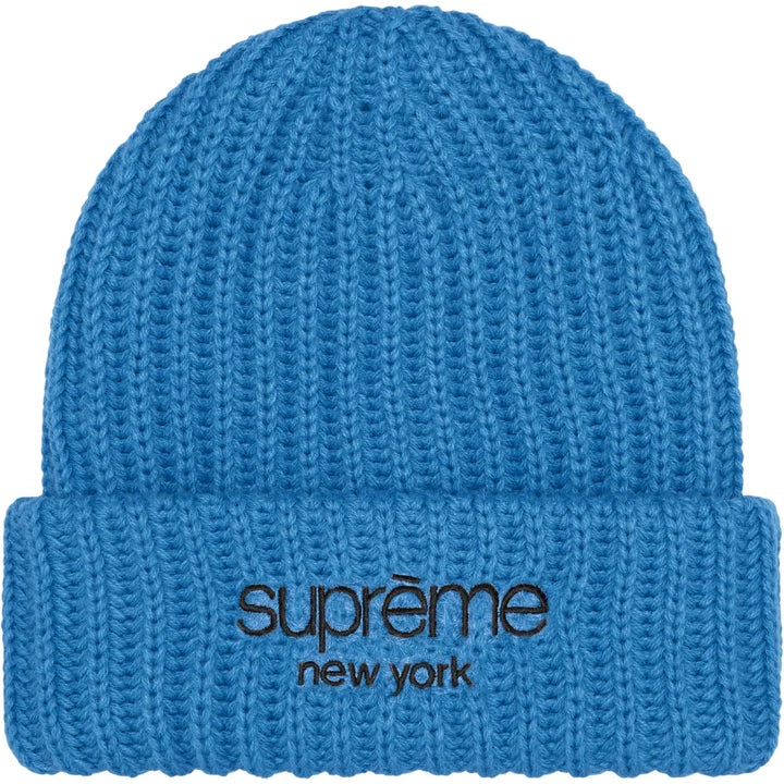 Supreme Blue Classic Logo Chunky Ribbed Beanie