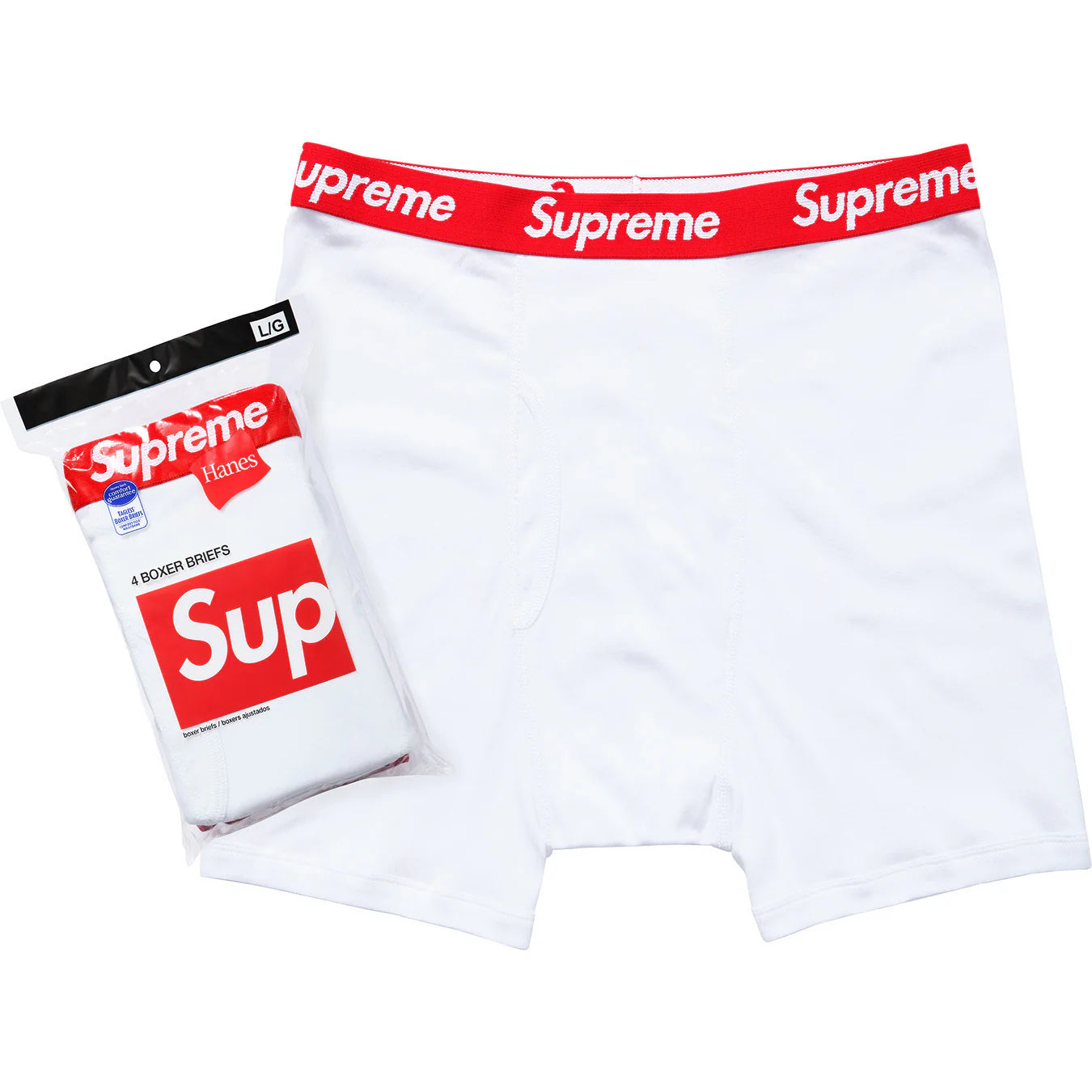 Supreme®/Hanes® Boxer Briefs (4 Pack) White