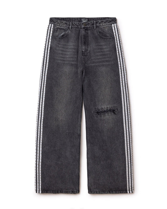 Vale Black Stripe Demin Pants