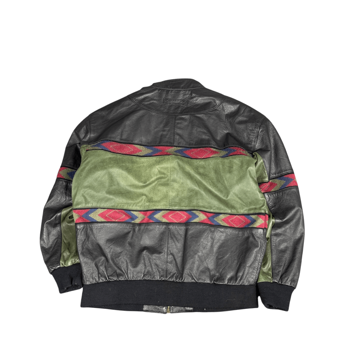 LA-1 by Adler Southwestern Leather Jacket - Black/Green/Red (L)