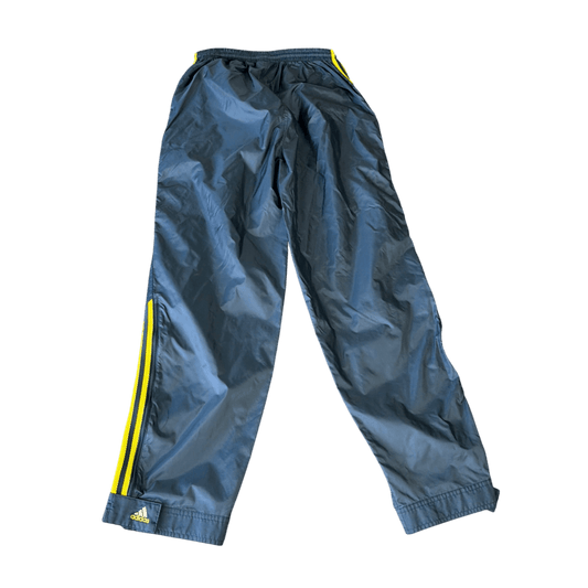 Adidas Nylon Track Pants - Navy Blue with Yellow Stripes (20x30)