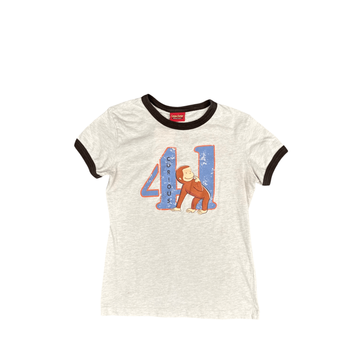 Curious George Ringer T-Shirt - Cream/Brown (M)