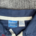 SkyDyed Denim Rugby Shirt - Navy Blue & Burgundy (L)